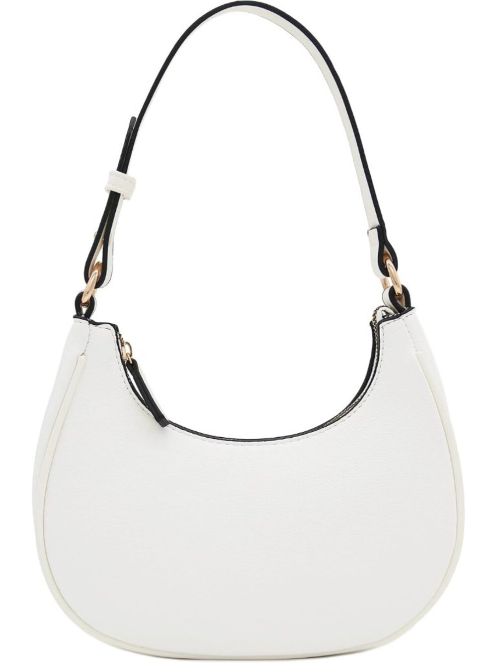 Women White Small Crescent For Trendy Underarm Purse Zipper Shoulder Bag